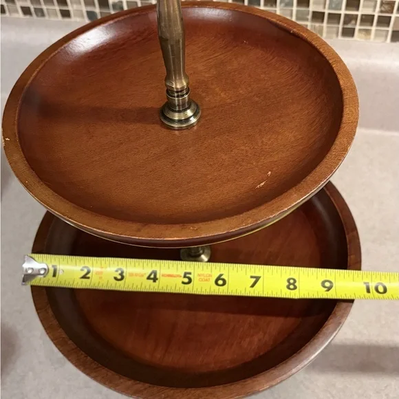 Mango Wood 2 Tier Cupcake Server Tray Mid Century - Picture 10 of 16
